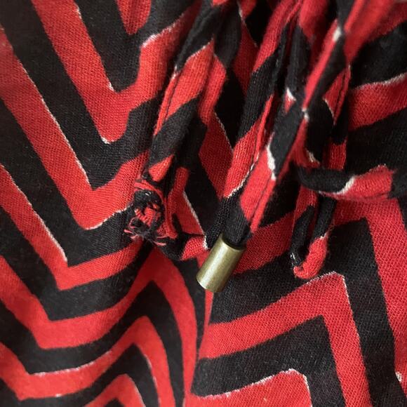 Lauren Ralph Lauren Plus Size 2X‎ Red Black Chevron Boho Peasant Blouse Top - Picture 6 of 8